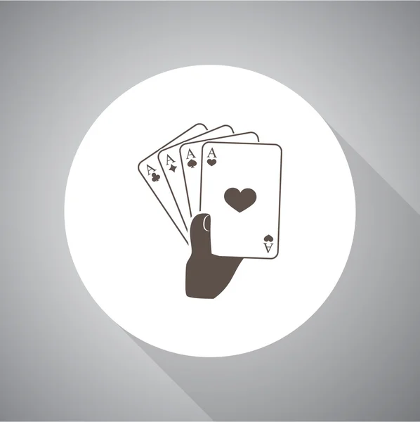 Jugando a las cartas en mano. Icono del vector — Vector de stock