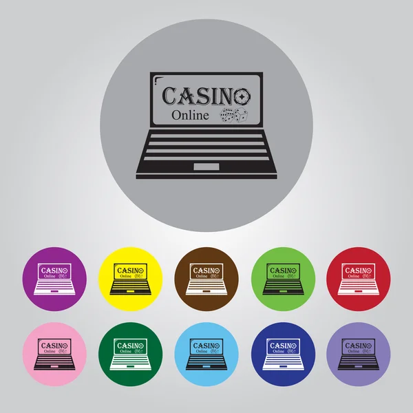 Casino en ligne. dés sur un moniteur d'ordinateur portable. Conception plate . — Image vectorielle
