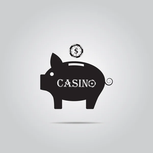 Casino Skarbonka z ikoną wektor chip — Wektor stockowy