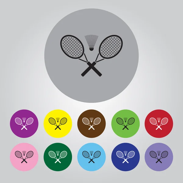 Badminton vector ikoner. Platt stil — Stock vektor