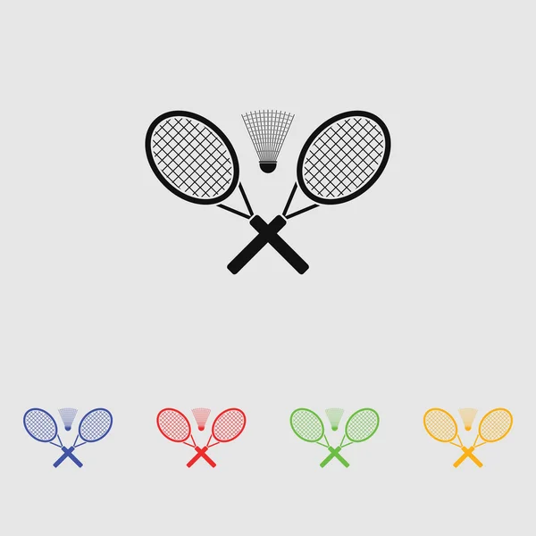 Icônes vectorielles de badminton. Style plat — Image vectorielle