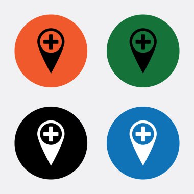 Harita göstergesi ile hastane simgesi