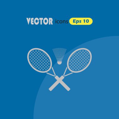 Badminton vektör simgeler. Düz stil