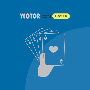 oyun kartları elinde. Vektör simgesi