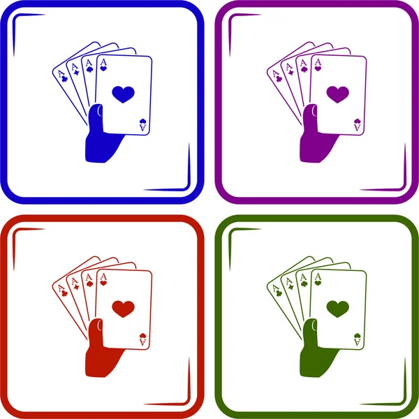 Παίζοντας χαρτιά στο χέρι. Εικονίδιο του φορέα — Διανυσματικό Αρχείο