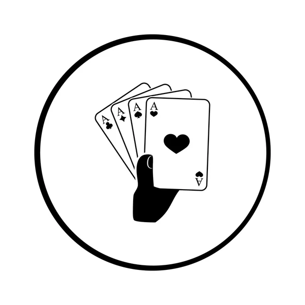 Jugando a las cartas en mano. Icono del vector — Archivo Imágenes Vectoriales