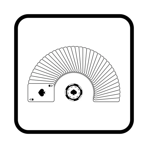 Carte da gioco con icona vettoriale del chip del casinò — Vettoriale Stock
