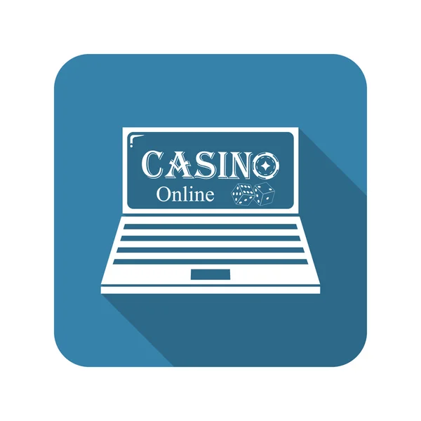 Casino en línea. dados en un monitor portátil. Diseño plano . — Archivo Imágenes Vectoriales