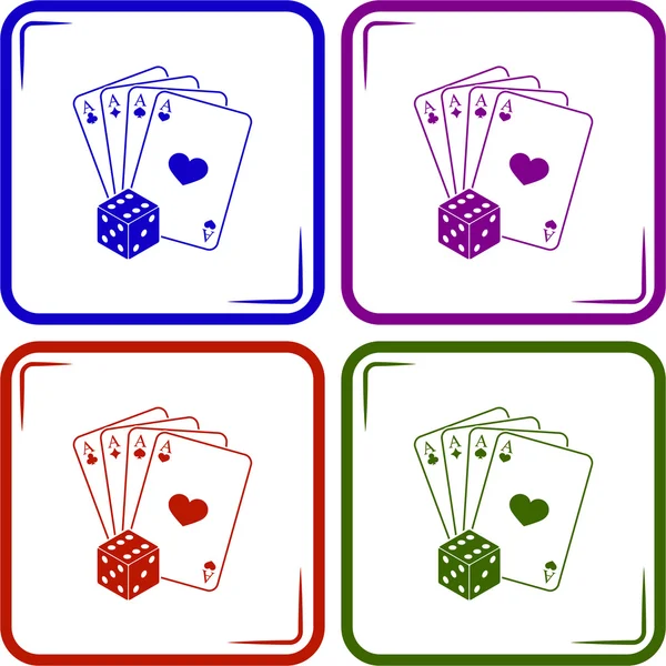 Jugar a las cartas con el icono del vector dados — Vector de stock