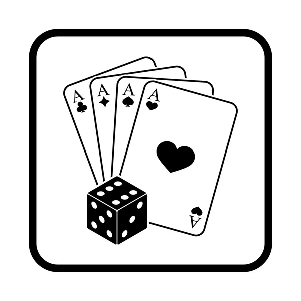Κάρτες παιχνιδιού με ζάρια διανυσματικά εικονίδιο — Διανυσματικό Αρχείο