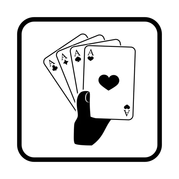 Παίζοντας χαρτιά στο χέρι. Εικονίδιο του φορέα — Διανυσματικό Αρχείο