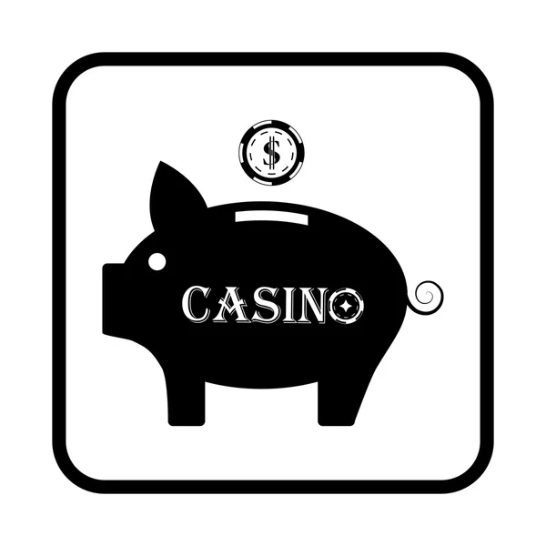 Casino prasátko bank vektor ikonou čip — Stockový vektor