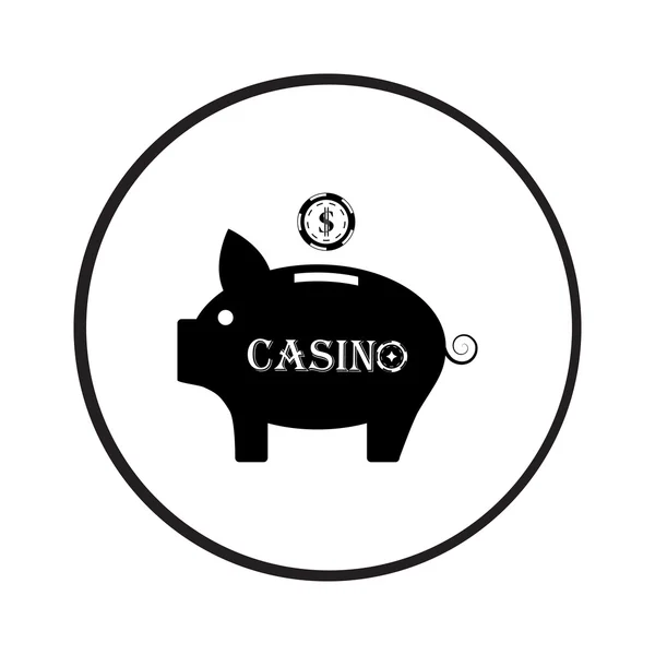 Casino Skarbonka z ikoną wektor chip — Wektor stockowy