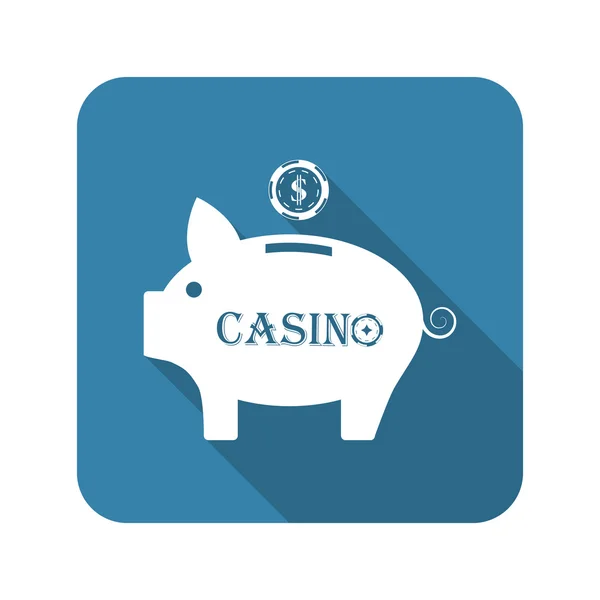 Casino Sparschwein mit einem Chip-Vektor-Symbol — Stockvektor