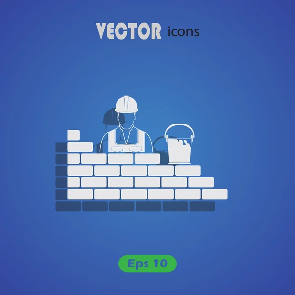 Builder of a wall vector icon — стоковый вектор