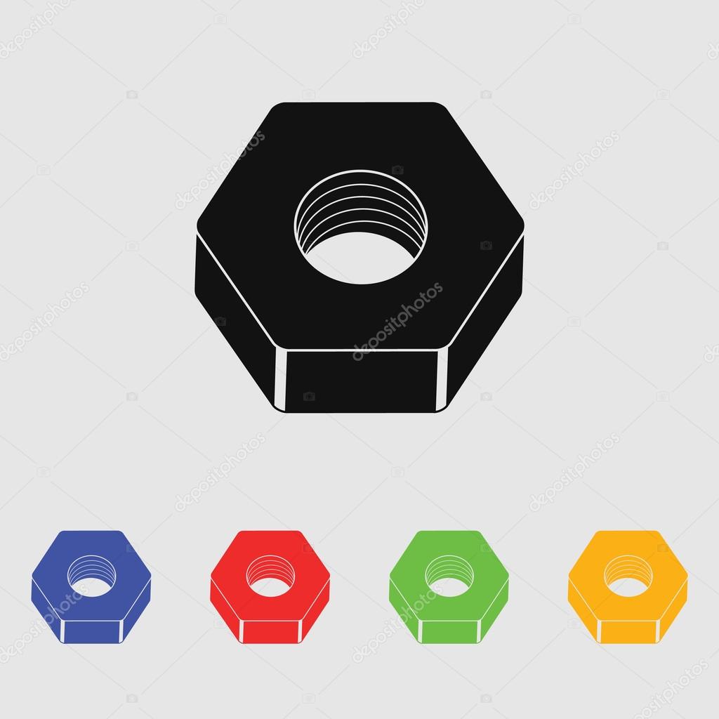 Nut screw. Vector icon
