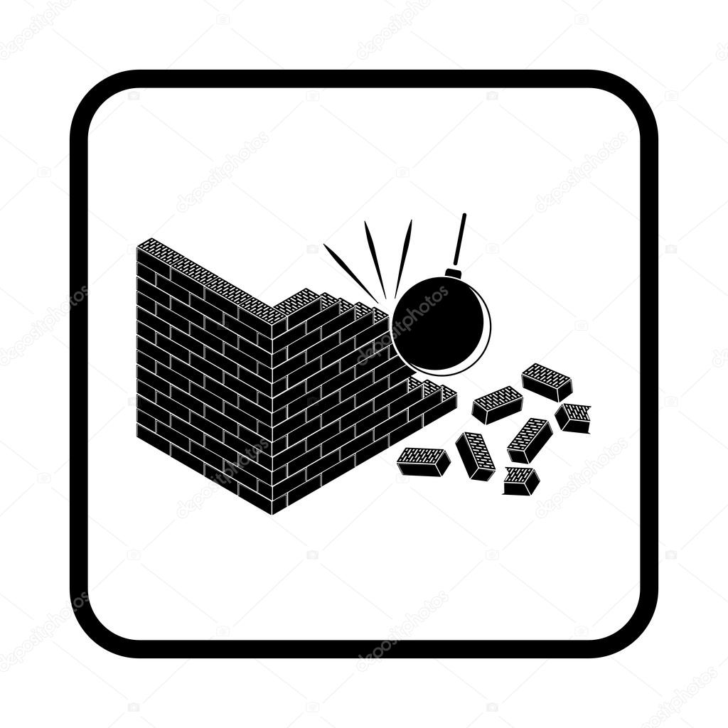 Crumbling wall vector icon