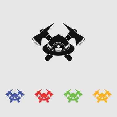 İtfaiyeci şapkası ve çapraz eksen vektör simgesi