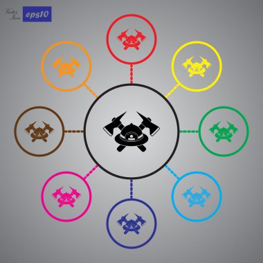 İtfaiyeci şapkası ve çapraz eksen vektör simgesi