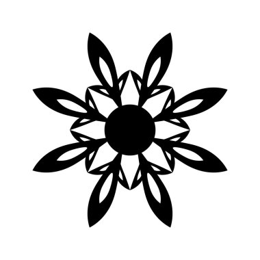 Soyut çiçek. Web ve mobil için vektör siyah basit simge. Düz stil.