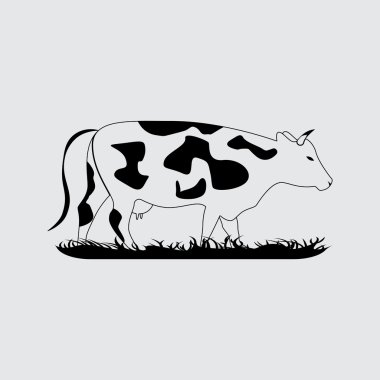 Vector silhouettes cow. Simple icon/