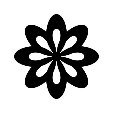 Soyut çiçek. Web ve mobil için vektör siyah basit simge. Düz stil.