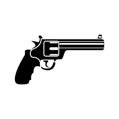 Magnum revolver siyah basit simgesi. Vektör. Web ve mobil için düz stil.