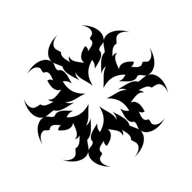 Soyut çiçek. Web ve mobil için vektör siyah basit simge. Düz stil.