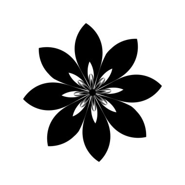 Soyut çiçek. Web ve mobil için vektör siyah basit simge. Düz stil.