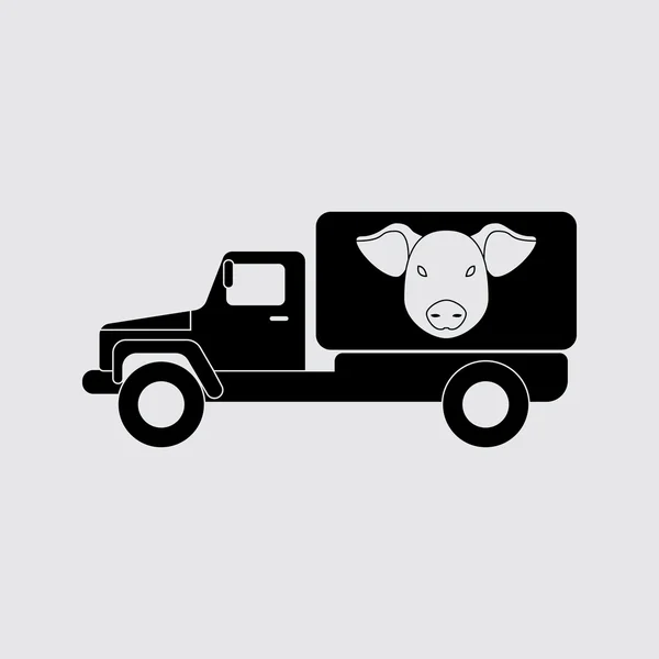 Schwein Güterwaggon Vektor Silhouette. Einfaches Symbol — Stockvektor