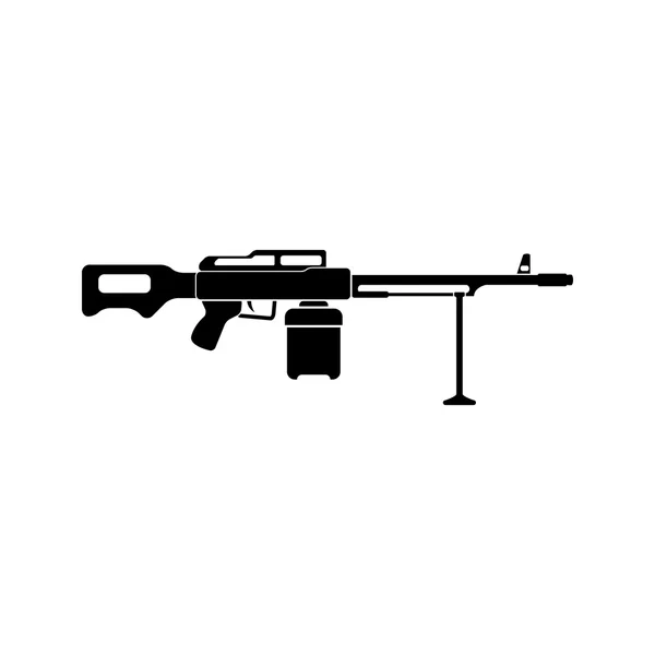 Pistola ametralladora. Ilustración vectorial. Icono negro simple. Estilo plano para web y móvil . — Archivo Imágenes Vectoriales