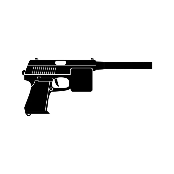 Pistola poderosa, arma, revólver, vetor. Ícone simples preto. Estilo plano . —  Vetores de Stock