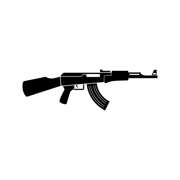 Простая черная иконка АК47. Силуэт пулемёта Калашникова . — стоковый вектор