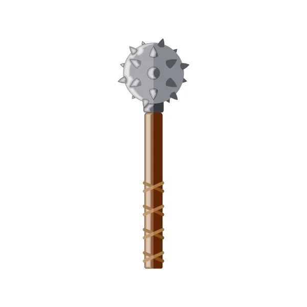 Old medieval iron mace isolated. Flat style, cartoon vector icon — Stock Vector