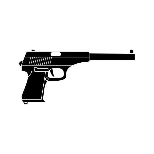 Potente pistola, pistola, pistola, vector. Icono negro simple. Estilo plano . — Vector de stock