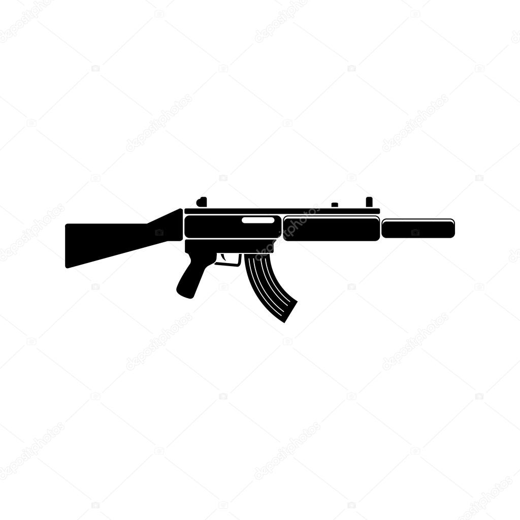 MP-5 Weapon black simple icon. Vector. Flat style for web and mobile.
