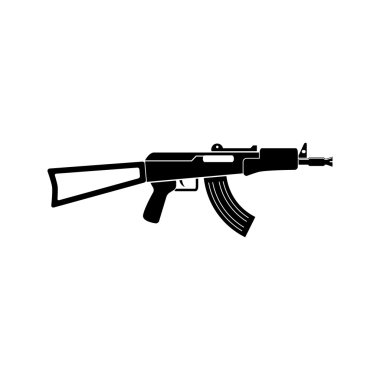 Aks-74u basit simge siyah. makineli tüfek siluet.