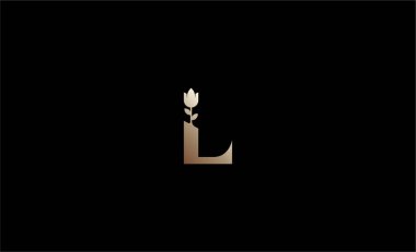 Luxury Logo Lotus or Tulip Flower With Letter L. Nature, Feminine and Beauty with Gold Colour Creative Template. Glamour, Modern and Minimalist Concept