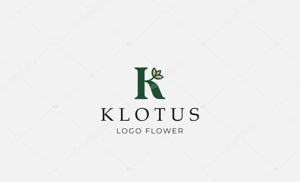Logo Abstract Lotus or Tulip Flower With Letter K. Nature, Feminine and Beauty Colourful Creative Template. Modern and Minimalist Concept