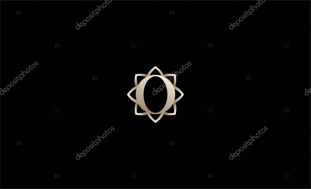Luxury Logo Lotus or Tulip Flower With Letter O. Nature, Feminine and Beauty with Gold Colour Creative Template. Glamour, Modern and Minimalist Concept