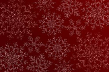 Toz taneleri koyu kırmızı kar taneleri soyut arkaplan. Kopya alanı olan Noel arkaplanı.