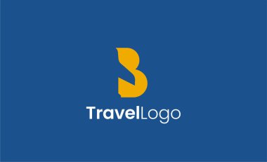 Seyahat Logosu Uçak simgesi ve Harf B, Seyahat acentesi illüstrasyonu modern ve minimalist kavram.