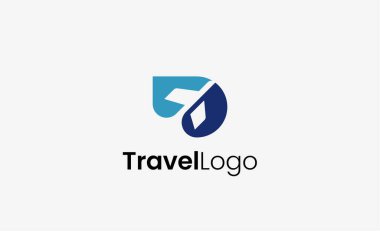 Seyahat Logosu Uçak simgesi ve D harfi, Seyahat acentesi illüstrasyonu modern ve minimalist kavram.