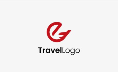 Seyahat Logosu Uçak simgesi ve E harfi, Seyahat acentesi illüstrasyonu modern ve minimalist kavram.