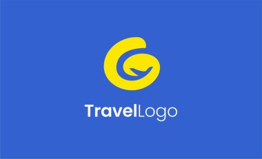 Seyahat Logosu Uçak simgesi ve G harfi, Seyahat acentesi illüstrasyonu modern ve minimalist kavram.