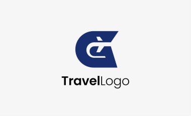 Seyahat Logosu Uçak simgesi ve G harfi, Seyahat acentesi illüstrasyonu modern ve minimalist kavram.