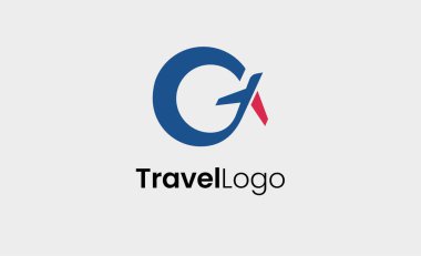 Seyahat Logosu Uçak simgesi ve G harfi, Seyahat acentesi illüstrasyonu modern ve minimalist kavram.