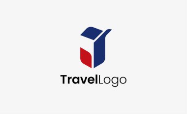 Seyahat Logosu Uçak simgesi ve Harf J, Seyahat acentesi illüstrasyonu modern ve minimalist kavram.