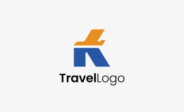 Seyahat Logosu Uçak simgesi ve K harfi, Seyahat acentesi illüstrasyonu modern ve minimalist kavram.