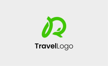 Seyahat Logosu Uçak simgesi ve Harf R, Seyahat acentesi illüstrasyonu modern ve minimalist konsept.